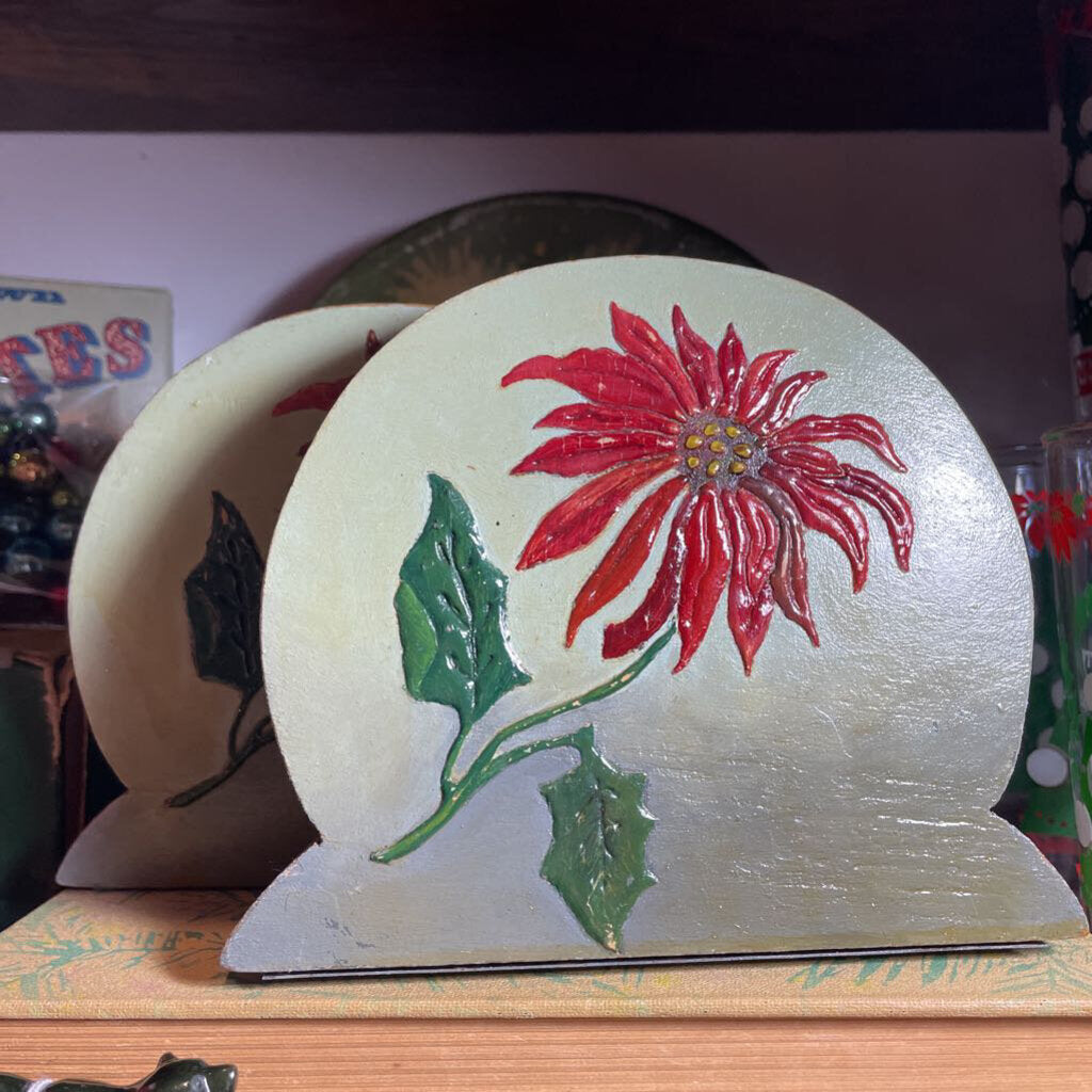 Vintage hand made poinsettia bookends