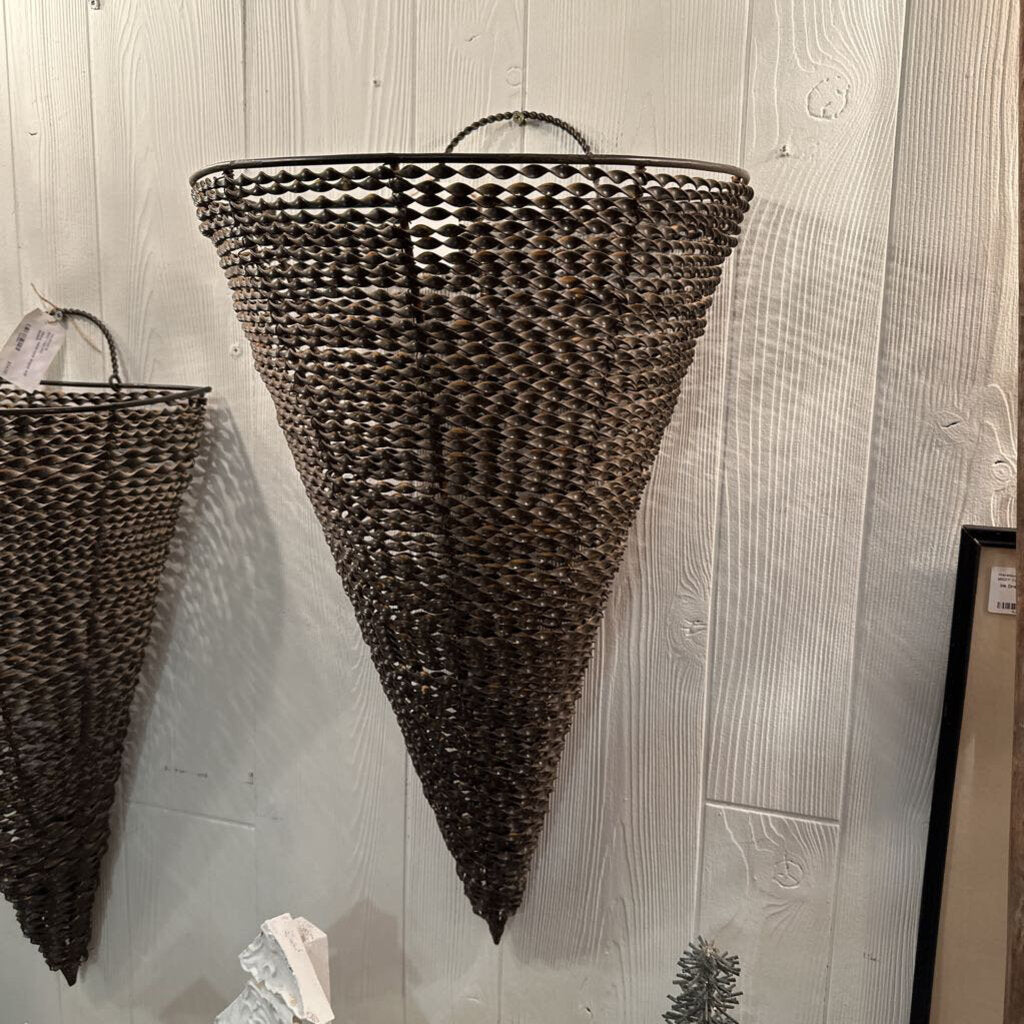 Heavy metal cone shaped wall basket