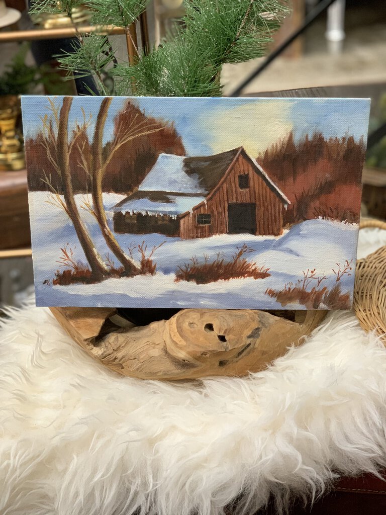 Barn landscape painting