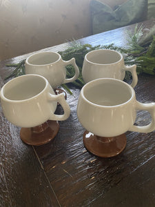 Set of 4 Vintage Hall Footed Mugs