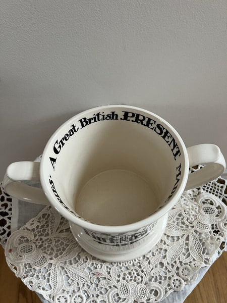 Emma Bridgewater Love & Friendship Black toast loving cup, 6" tall, 6" diameter, 10" wide, RARE