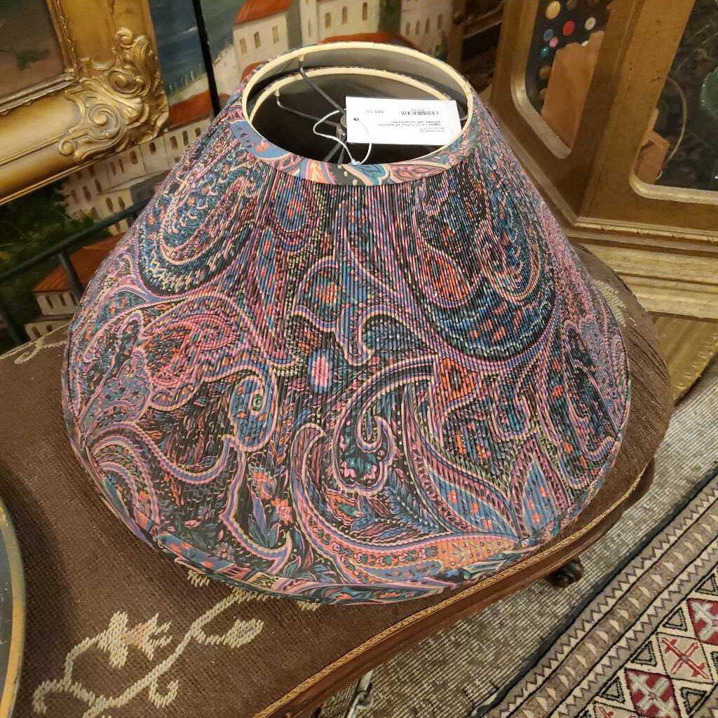 Pair of pleated paisley silk lampshades