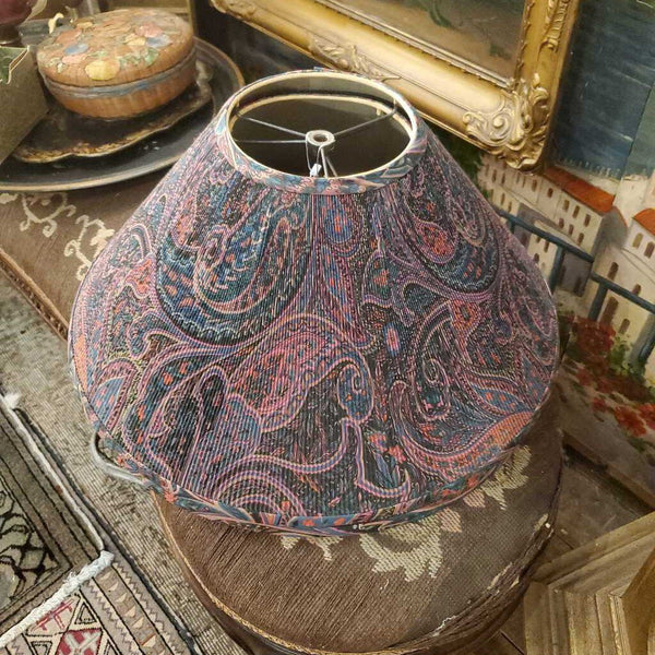 Pair of pleated paisley silk lampshades