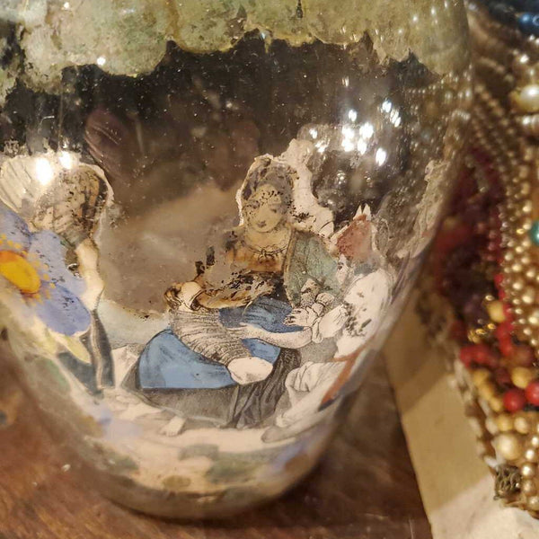 decalcomania victorian vintage glass vase