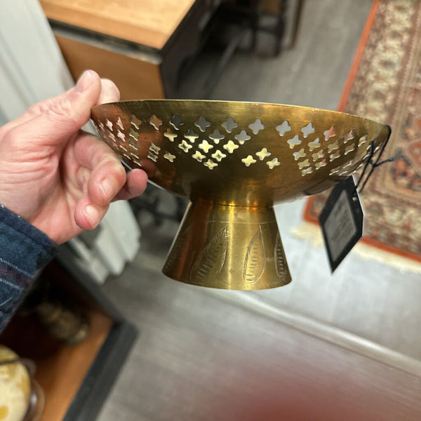 Vintage Etched Brass Bell Bowl, Made in India
