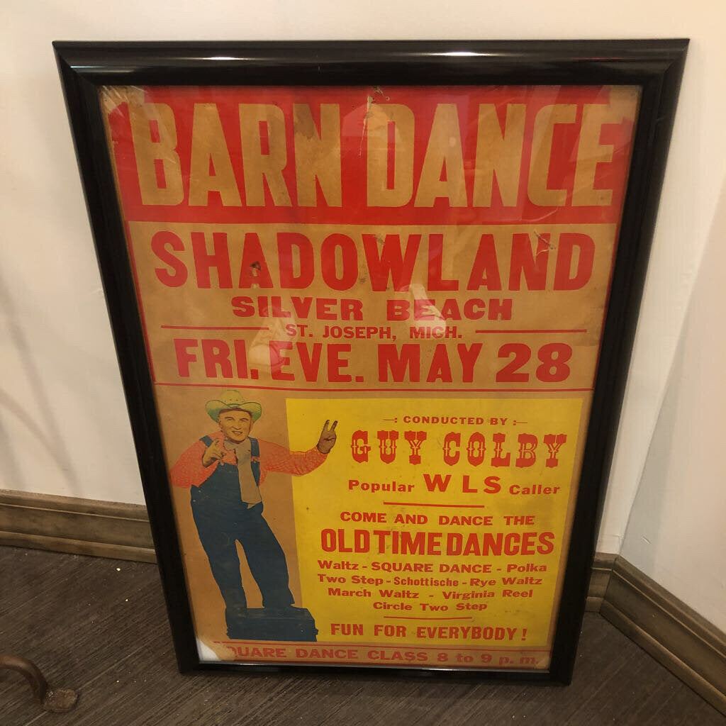 Vintage original Square Dance Poster 23 tall. X 15 wide. as found