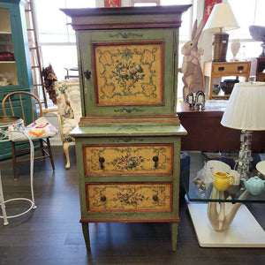 Antique French hand painted 2 piece cabinet 27" x 60" x 17.5" In store pick up only
