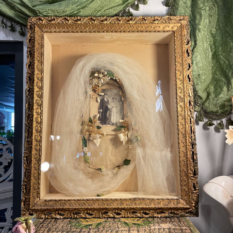 Rare Victorian wedding shadow box in store pickup only 21x26
