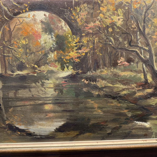 Vintage oil painting 21x26 as found (tear in canvas)