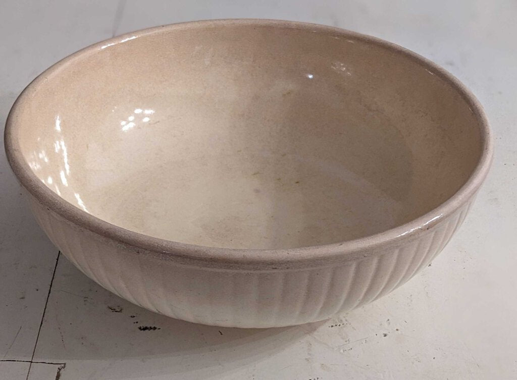 Vintage Creamy White Pottery Bowl - 12 Inches