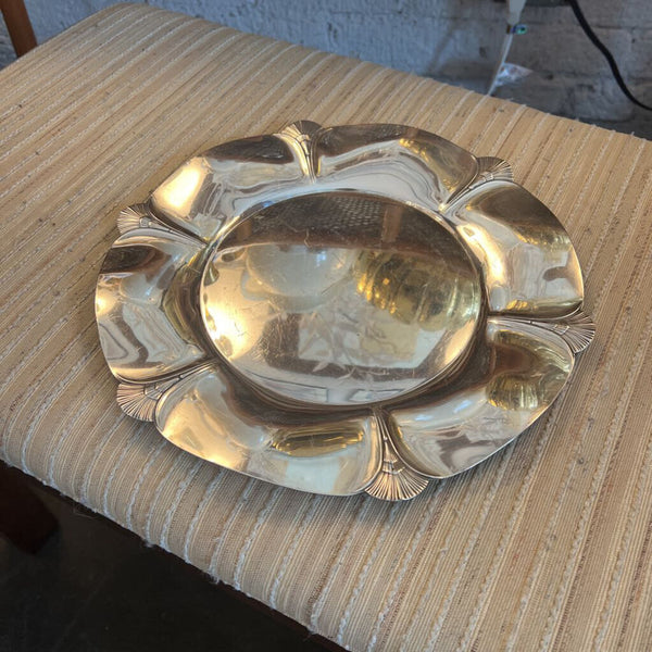 Silver plated deco style round tray
