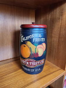 Hand painted California Fruit Canister 6 x 9