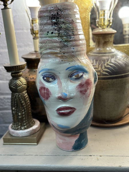 Large artist signed MOD face vase IN STORE PICK UP ONLY