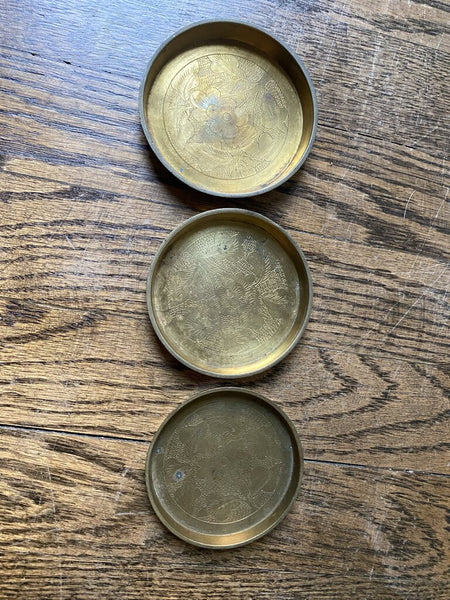 Set of 3 Brass Trinket Dishes / Coasters W1038