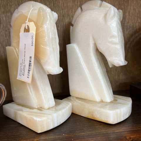 Art Deco Onyx Horse Head Bookends