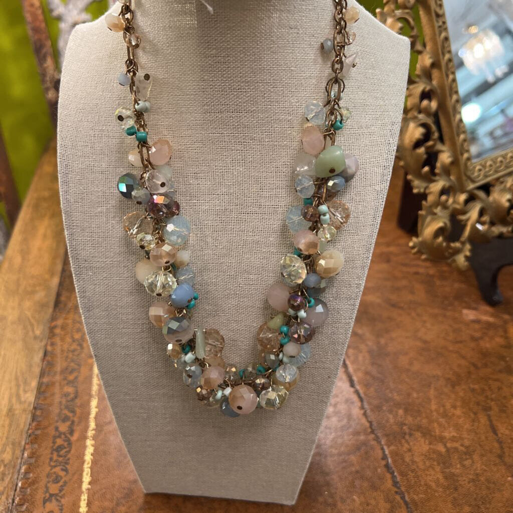 Rhinestone multi-color statement necklace