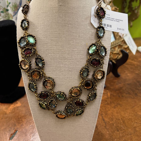 Rhinestone multi-color statement necklace, purchased in Paris