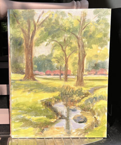 Original art - 16x12 - landscape trees, w/creek