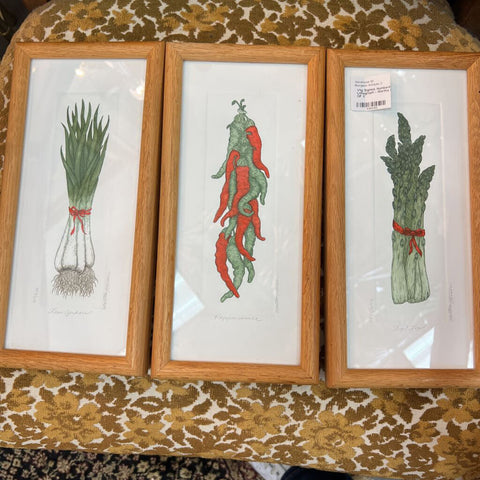 Vtg Signed, Numbered Vegetable Lithograph - Martha Hinson SET OF 3