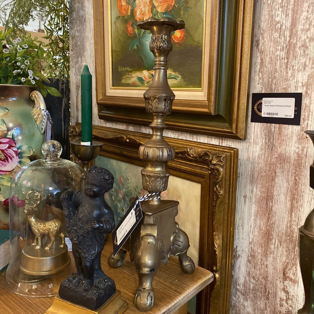 Large Brass Footed Candlestick