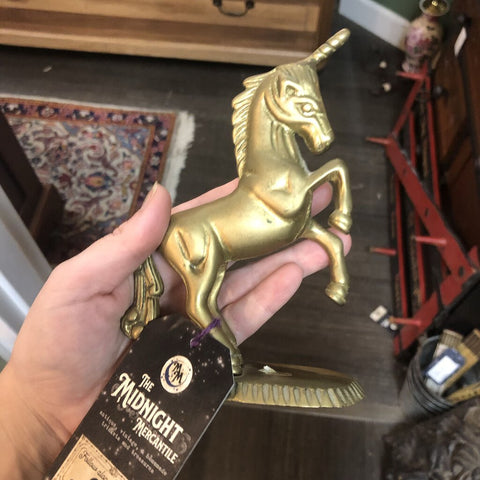 Vintage Brass Unicorn Figure, Heavy