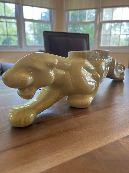 Vintage MCM Royal China Novelty Co Chartreuse Panther Lamp