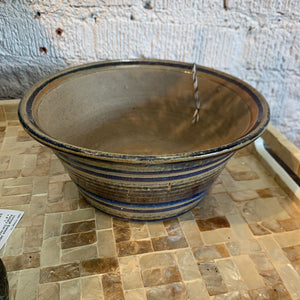 Vintage Studio Pottery Bowl- Blue & Brown- 8.5" w x 4" t