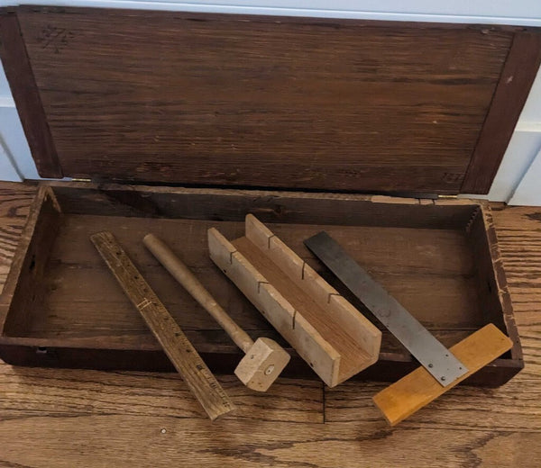 Antique Gilbert Toys Tool Box - Incl 4 Tools