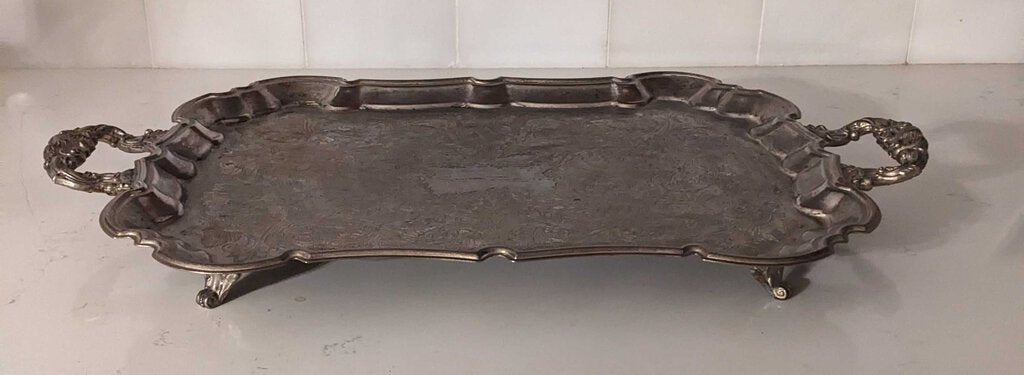 Vintage Silver Tray w/Feet 13x22