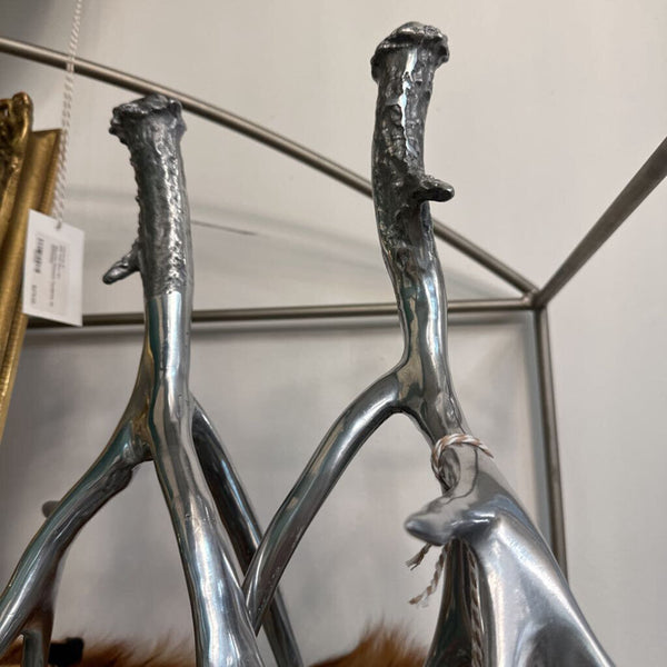 Silver Antler Candle Holders