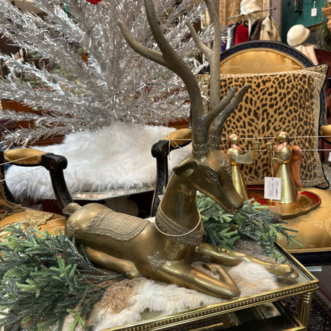 Large Brass Sarried Deer In Store Pick Up Only
