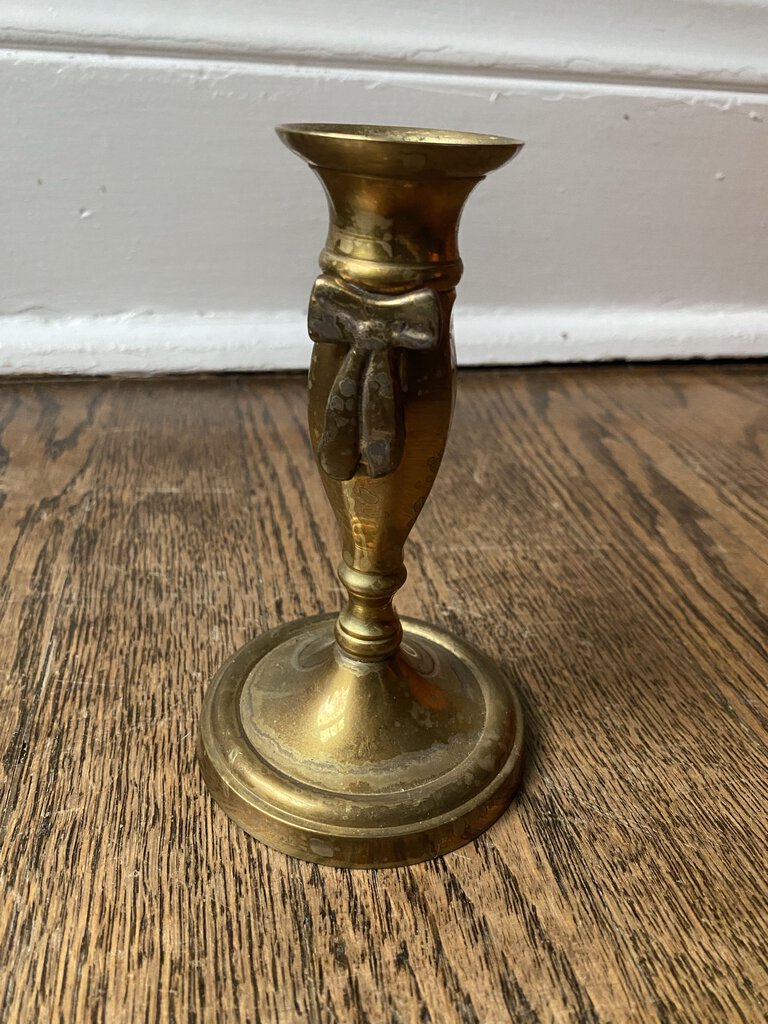 5.5" Brass Candlestick with Bow W1195