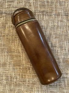 Vintage Synth Leather Thermos Carrier Dark Brown