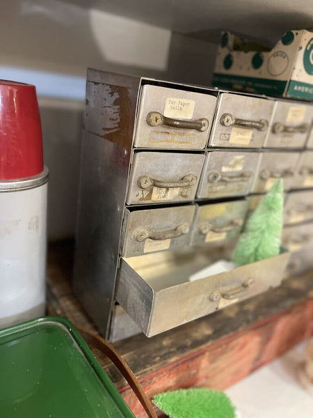 Jens Fresh Vintage ~ Vintage handmade metal parts drawer cabinet .