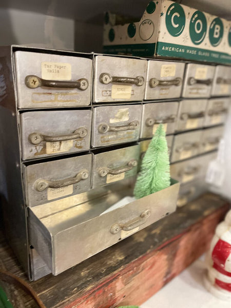 Jens Fresh Vintage ~ Vintage handmade metal parts drawer cabinet .