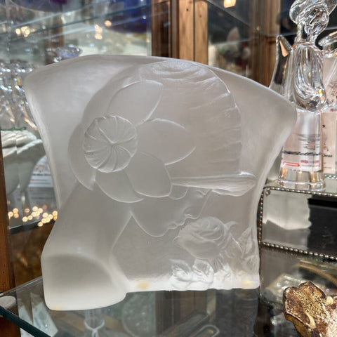 Italian Art Deco Crystalline Frosted Glass Woman