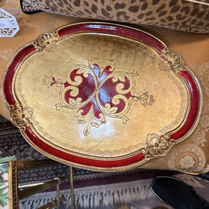 Vint Italian Florentine Red/Gold Tray