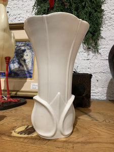 Vintage Abingdon USA Pottery White Art Deco Vase- 6" w x 9.75" t