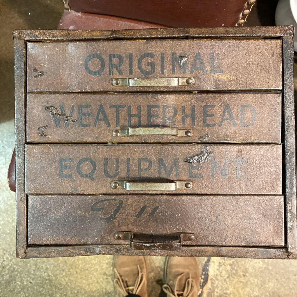 Vintage weather head 4 drawer cabinet metal 9x9x11