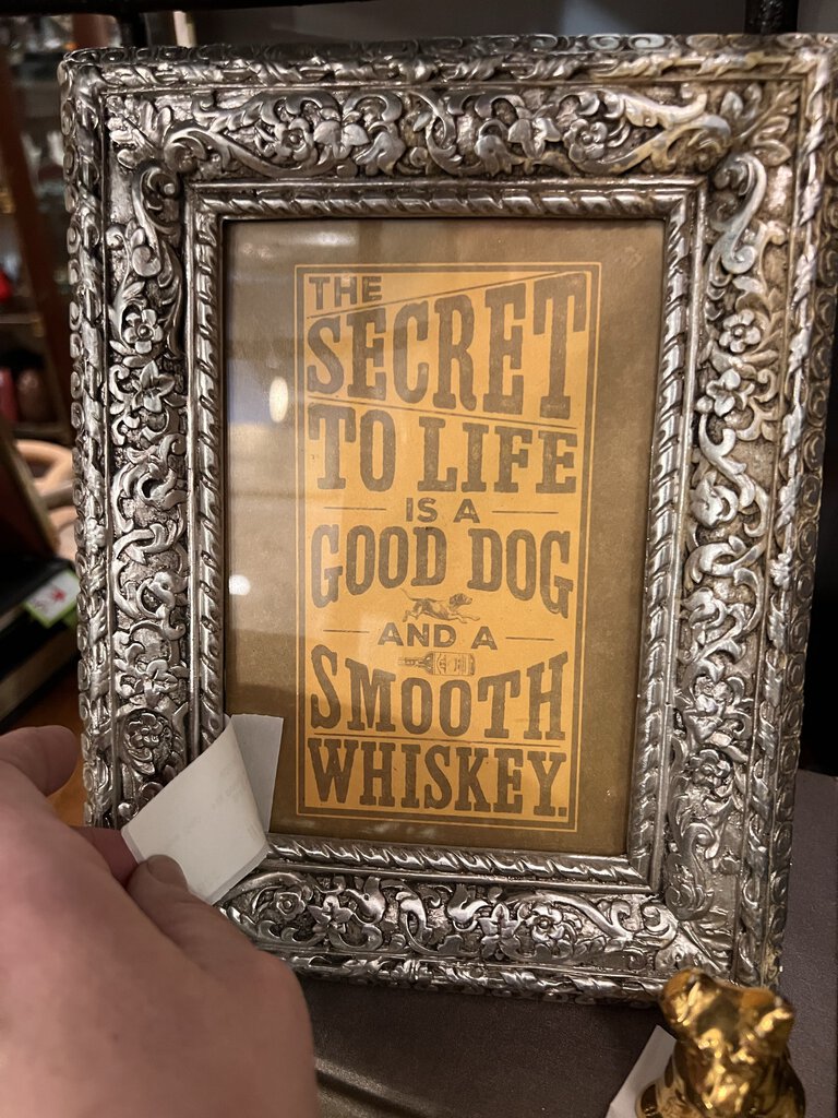 Secret to a good life - dog and whiskey art 8x10