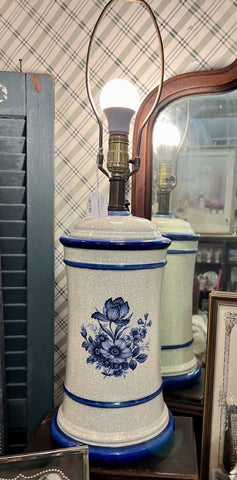 Vintage Blue ceramic floral lamp