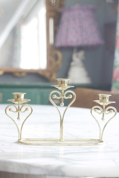 Brass heart candle holder