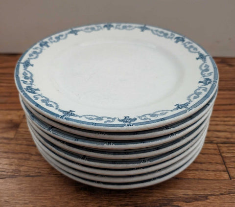 Vintage Scammell Trenton China Blue & White Diner Plates (8/set)