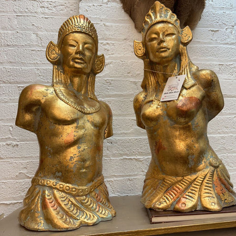 Pair of Inca God and Goddess Busts made in Italy in Store Pick Up Only