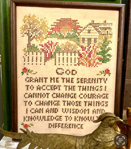 "God Grant Me" Cross-Stitched Poem, Framed, Swoon V.M.