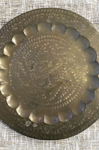 Vintage Large Brass Tray 18 Round