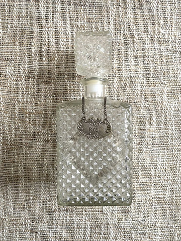 VTG 70s MCM Diamond Glass Rye Decanter