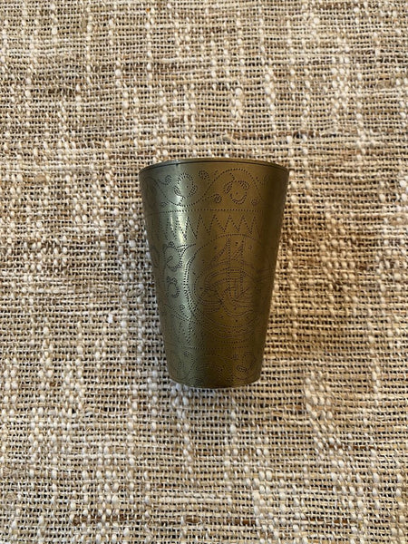 1930s Brass Engraved Lassi Cup