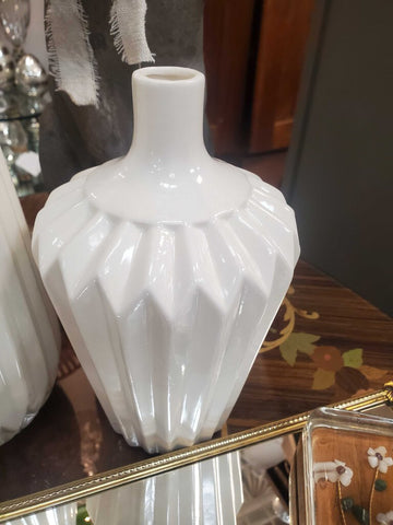 White porcelain vase tall bud vase 8.5"
