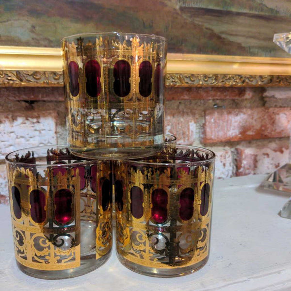 Set of 4 Beautiful Vintage Culver Old Fashioned Glasses